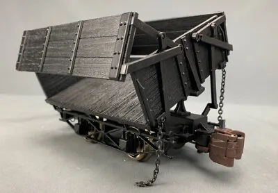 1:20.3 Scale Bachmann Wood Side Dump Car “L” Metal Wheels Black 92503 G0817 LZ • $61.98