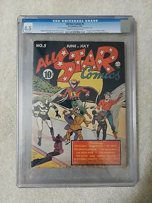$1605 • Buy All Star Comics #5 CGC 4.5 1941 (First Appearance Hawkgirl)
