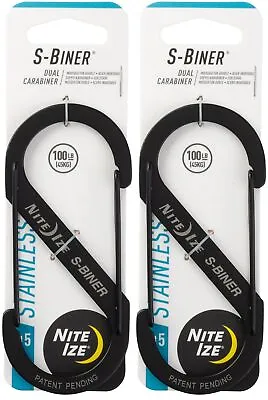 Nite Ize S-Biner Stainless Steel Dual Carabiner #5 - Black (2-Pack) • $12.15