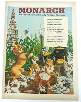 Monarch Foods Corn Bunny Rabbit Ad Cartoon Animal Mascot Lion Luke Lucy Original • $11.33