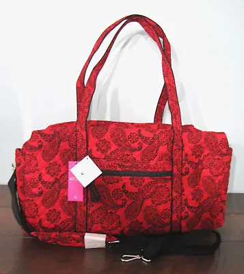 Vera Bradley Iconic Large Travel Duffel Bag Red Black Bandana NWT Retail $120 • $58.99