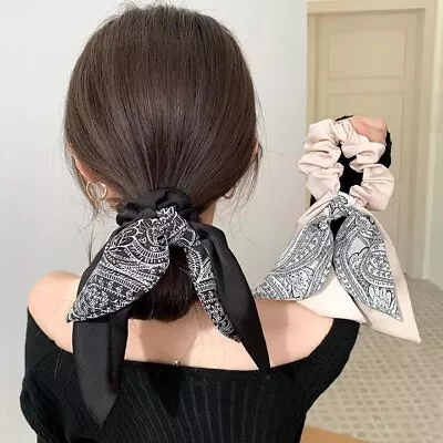 £3.29 • Buy Floral Scrunchie Scarf Hair Bow Ponytail Elastic Boho Hairband Rope Ribbon Ties