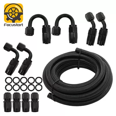 AN6 5M Nylon Stainless Steel Braided Oil Fuel Line And Fitting Hose End Adapter • $64.86