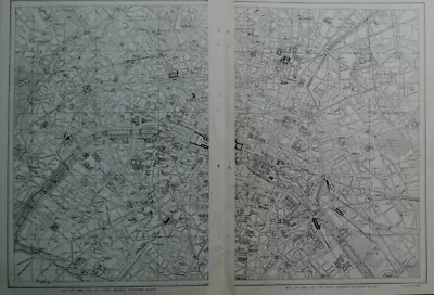 Vintage 1921 Post-World War WWI Era Black White City Map Paris France 2 Pg L@@K • $6.99