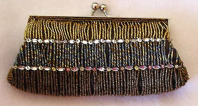 NEW Lady MONI COUTURE Sequin Seed Beaded Evening Handbag Shoulder Purse Clutch • $26.96