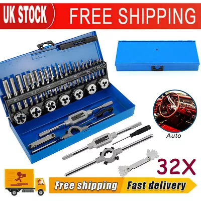 £21.97 • Buy Professional 32pcs Metric Tap And Die Set M3 M4 M5 M6 M8 M10 M12 Steel Thread UK