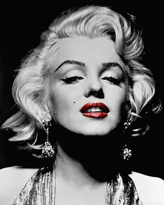 Marylin Monroe Photo Black And White Red Lipstick 8x10 Reprint • $12.99