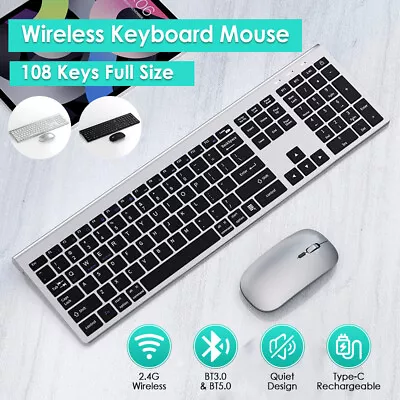 £27.99 • Buy Wireless Keyboard And Mouse Combo 2.4G Rechargeable For Windows, Mac OS, IOS, A