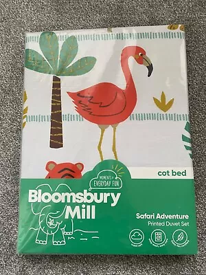 NEW BLOOMSBURY MILL SAFARI ADVENTURE PRINTED DUVET SET COT BED 120cm X150cm • £9