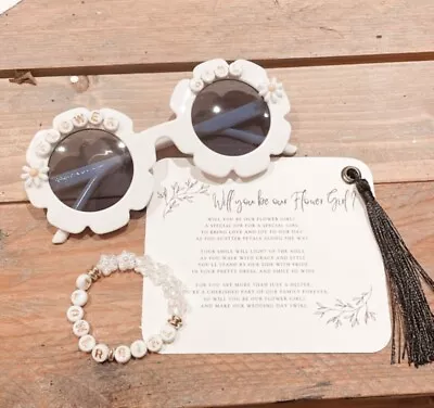 Flower Girl Proposal Personalised Bracelet Sunglasses And Proposal Poem Wedding • £10