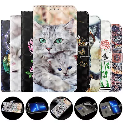 Wallet Case For IPhone 15 Pro Max 14 Plus 13 12 11 XS XR Pattern Leather Cover • £7.19