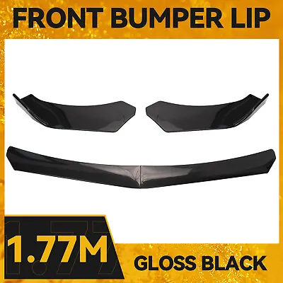 $40.69 • Buy Universal Gloss Black Car Front Bumper Protector Lip Body Spoiler Splitter Kit