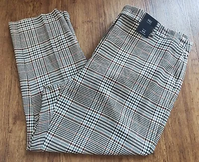 M&S Check Slim Ankle Grazer Trousers UK 22 SHORT • £13.99