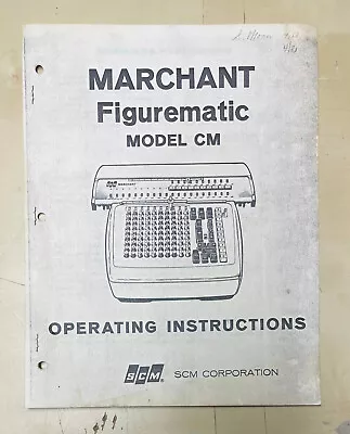 Vintage Original Reprint SCM MARCHANT Figurematic Model CM Operating Instruction • $24.95