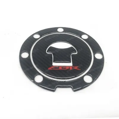 Carbon Fiber Gas Tank Fuel Cap Cover Guard Red Logo For Honda CBR600RR CBR1000RR • $15.19