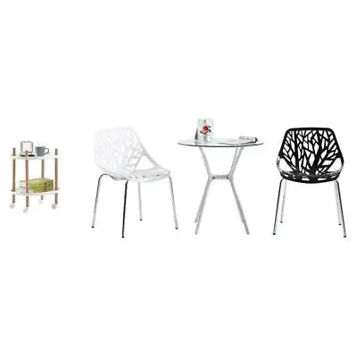 Set Of 4 Black/White Mid Century Dining Office Living Room/Kitchen Side Chairs • $146.99