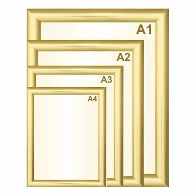 A1 A2 A3 A4 Gold Snap Frames Poster Clip Holders Displays Retail Wall Notice • £17.99