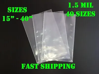 Multiple Sizes Clear Poly Bags 1.5Mil Flat Open Top Plastic Packaging Packing • $156.71