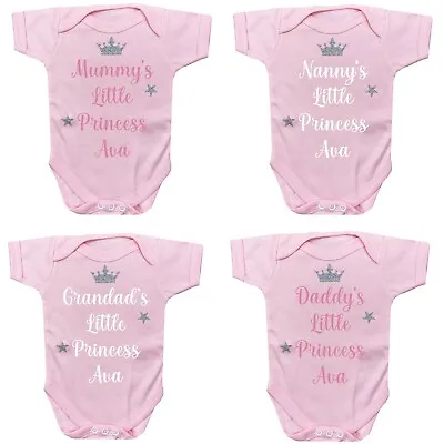 £6.45 • Buy Personalised Baby Girl Princess Mommy Daddy Grandad Nan Vest Bodysuit NB-12 Mths