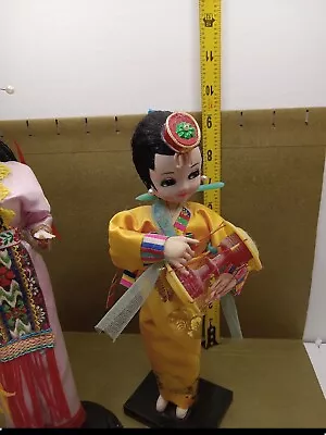 Vintage Chinese Korean Oriental Asian Princess Plastic Girl Doll On Stand 10  • $15