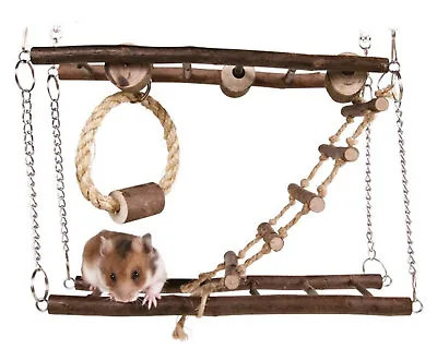 Trixie Natural Living Suspension Bridge Small Pet Toy Exercise Play Wood Rope • £10.50