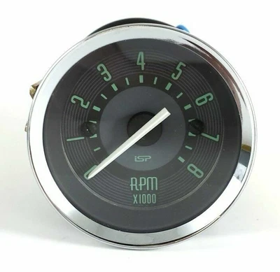$125 • Buy Vw Bug Bus Ghia Isp 2-1/16  Mini 8,000 Rpm Tachometer Dash Gauge Green Face