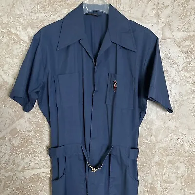 Vintage 60s 70s Jumpsuit One Piece Leisure Jump Coveralls Mod Disco Mens 40R • $99.23