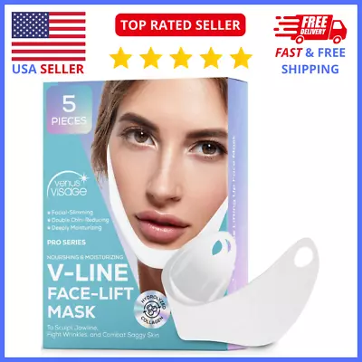 5x PACK V-Line Chin Mask - Moisturizing Double Chin Mask For Jaw Line Definition • $11.99