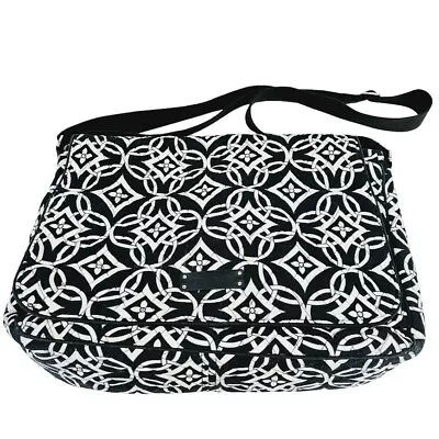 Vera Bradley Concerto Messenger Laptop Travel Bag Black White Grey Floral Quilts • $20.83