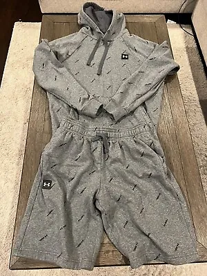 Mens Under Armour Sweatsuit Track Suit Sweatshirt & Sweat Shorts Set Small • $78