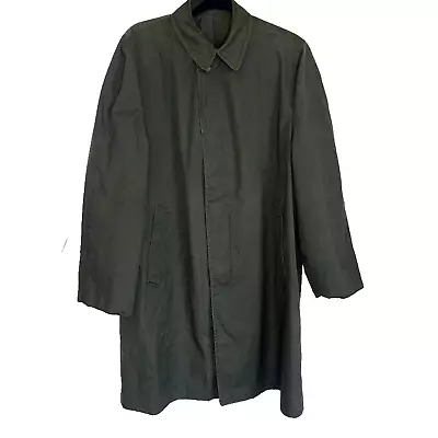 London Fog By Reeves Vintage Green Trench Coat Mens Size 40 Short Button • $29.99