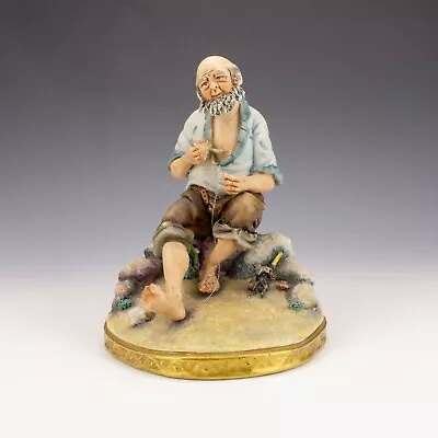 Vintage Naples Capodimonte Porcelain - Fisherman Mending Nets -  Signed • £19.99