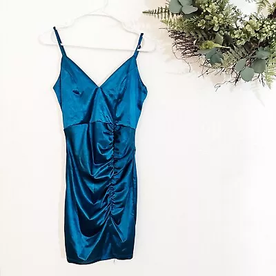 LNL Mini Cocktail Dress Womens M Blue Satin Club Party Vegas Sleeveless Trendy • $9.60