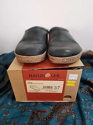 Haflinger Shoes Womens 37 Phillip Mule Clogs Black Leather Round Toe Slip On • $35.50