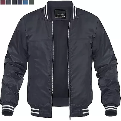 $38.98 • Buy Men's Thin Bomber Jacket Full-Zip Lightweight Casual Active Sport Coats Outwear