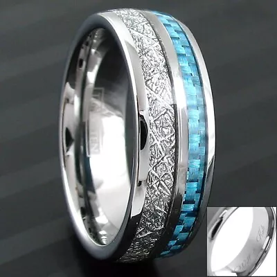 6/8mm Tungsten Carbide Meteorite & Carbon Fiber Band Ring-Engraving Avail • $14.99