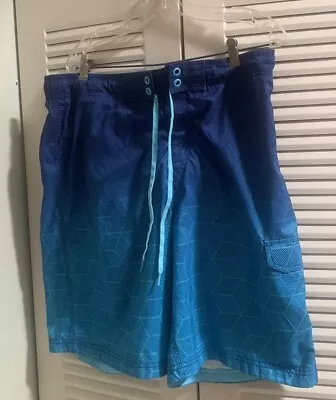 Men's Size XL SPEEDO Blue Board Swimming Shorts With Built-in Brief And Pocket • $8.50