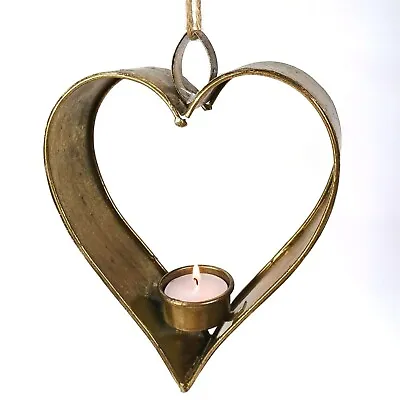 Gold Heart Wall Hang Candle Holder Vintage Votive Holder Home Wedding Decor • £9.95