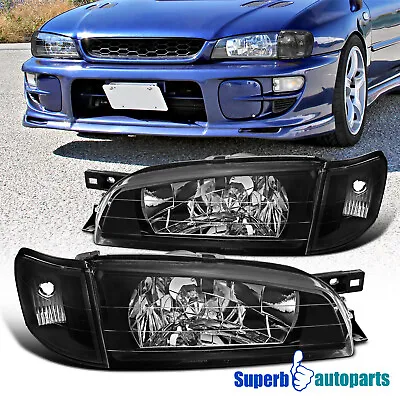 Fits 1995-2001 Subaru Impreza Black Headlights+Corner Turn Signal Lamps • $111.98