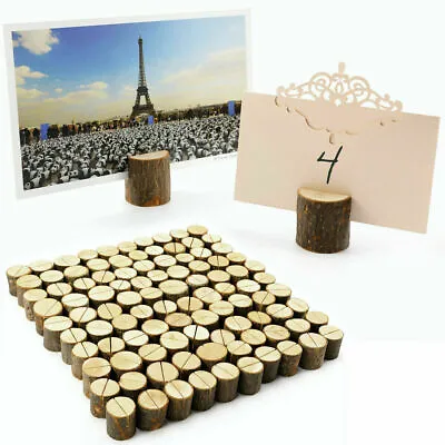 £5.99 • Buy 80Pcs Wooden Table Card Holder Stand Number Place Name Menu Wedding Party Xmas
