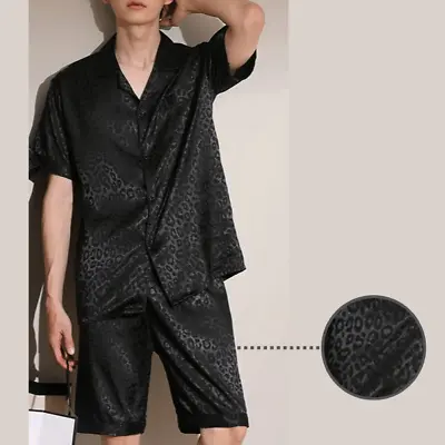 2ND Item FREE SHIP Men Silk Satin Pajamas Set Short Sleeve Shorts Lounge Pants • $18.88