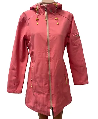 ILSE JACOBSEN Gr. 42 - XL Women's Raincoat Coat Hood Coral - Pink Water Di • £73.05