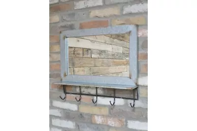 Industrial Mirror With Hooks For Coats Keys Mugs Ideal For Any Room Ref: 5482 • £39.50