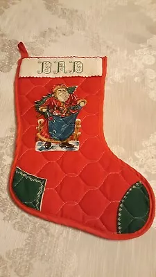 Vintage Hand Quilted/Stitched Christmas Stocking  Dad  Beautiful • $8