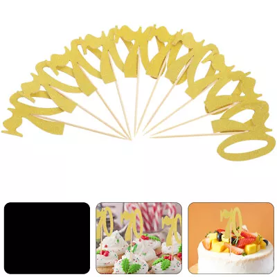  10 Pcs Number Cake Decor Cupcake Pick Glitter Stick Decorate • £6.99