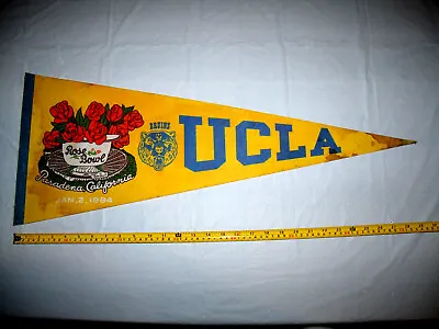 UCLA Bruins January 2 1984 Rose Bowl Original Full Size Yellow Pennant Stained • $12.07