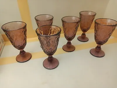 Set Of Six Stunning La Rochere Wine Glasses Amethyst Colored Made In France • £49.99