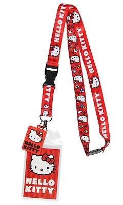 Sanrio Hello Kitty Classic ID Badge Holder Lanyard W/ 2  Raised Rubber Pendant • $11.95