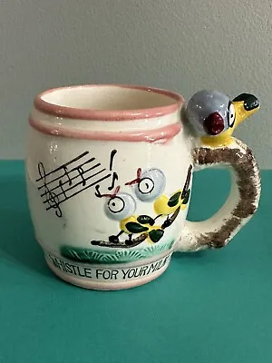 Whistle For Your Milk Birds Mug Cup Grantcrest Hand Painted Japan Vtg 1950s • $18