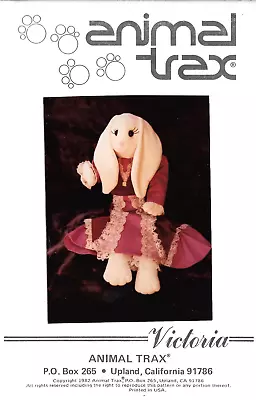 Vintage 1982 Victoria Bunny Rabbit Stuffed Animal Sewing Pattern By Animal Trax • $14.99